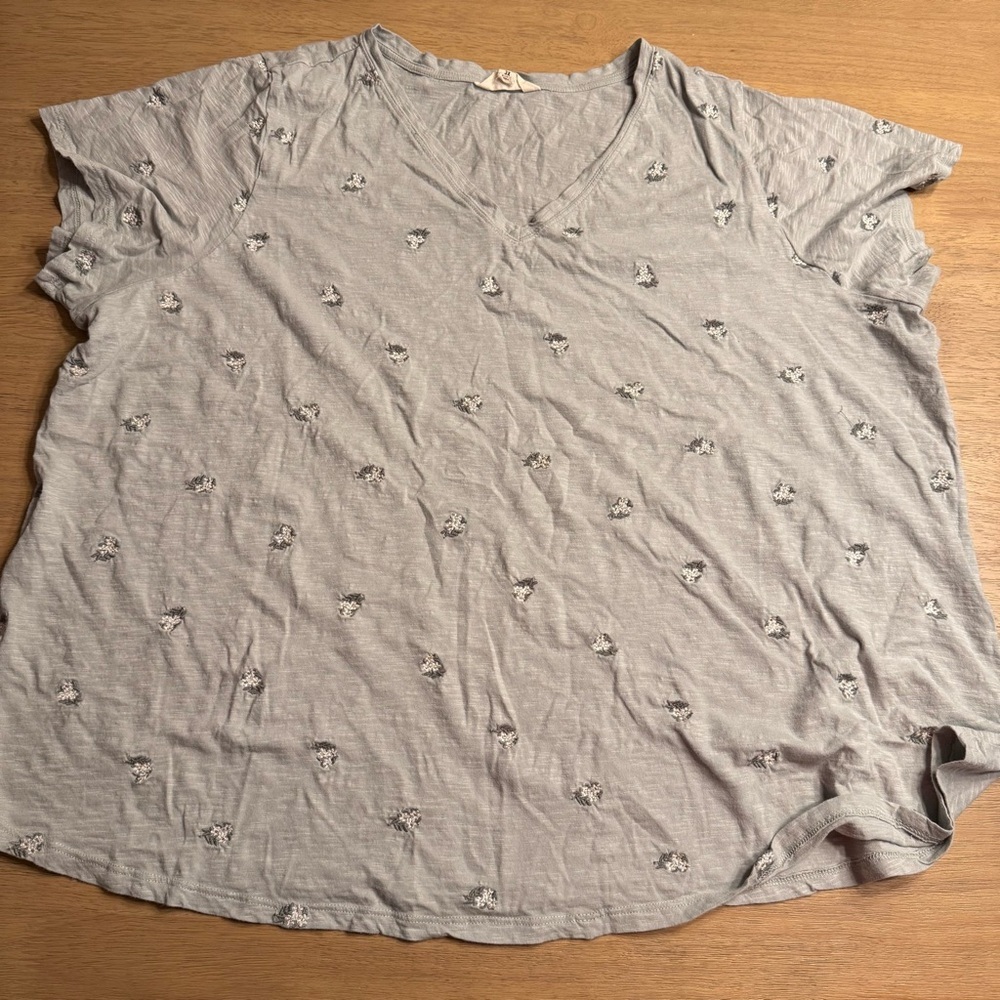 Lucky Brand Light Green Floral Tee 3X